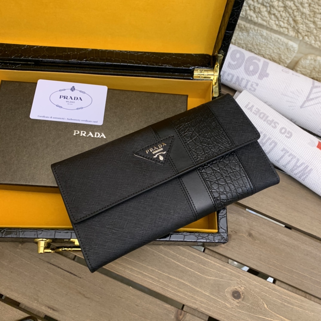 [TOP] PRADA Men's Wallet - Black