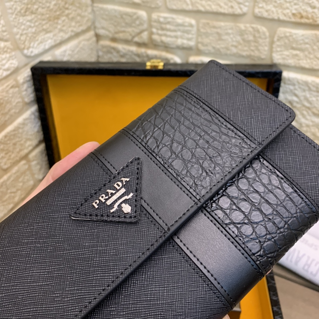 [TOP] PRADA Men's Wallet - Black