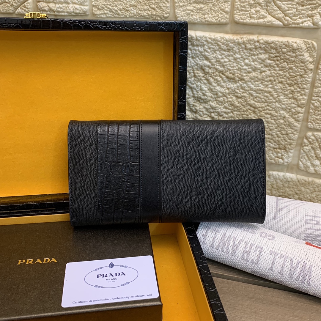 [TOP] PRADA Men's Wallet - Black
