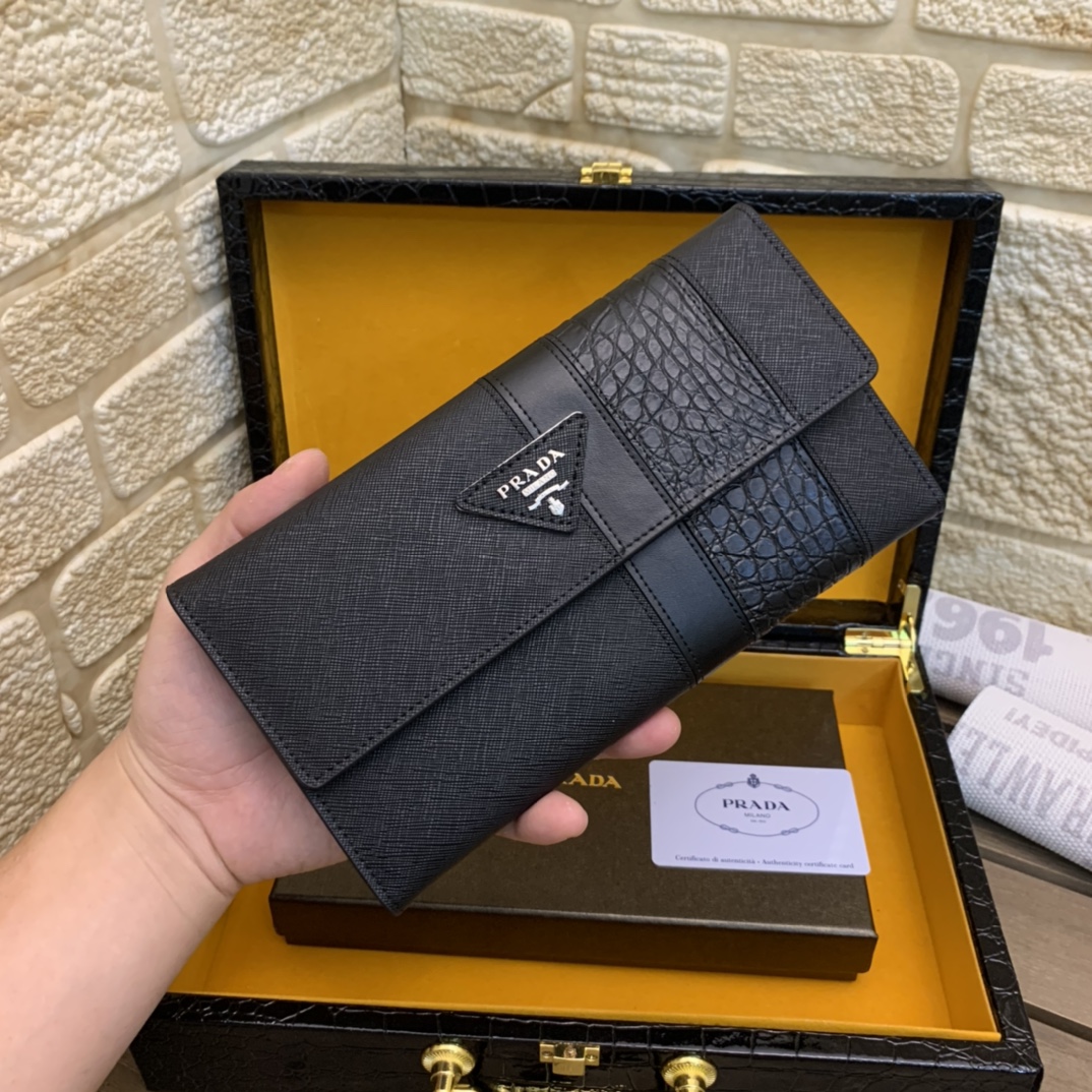 [TOP] PRADA Men's Wallet - Black