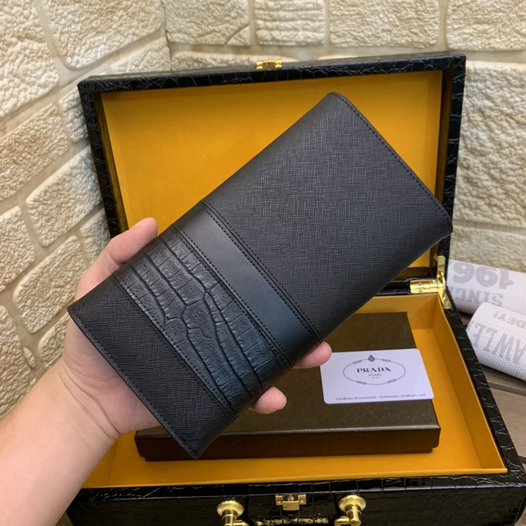 [TOP] PRADA Men's Wallet - Black
