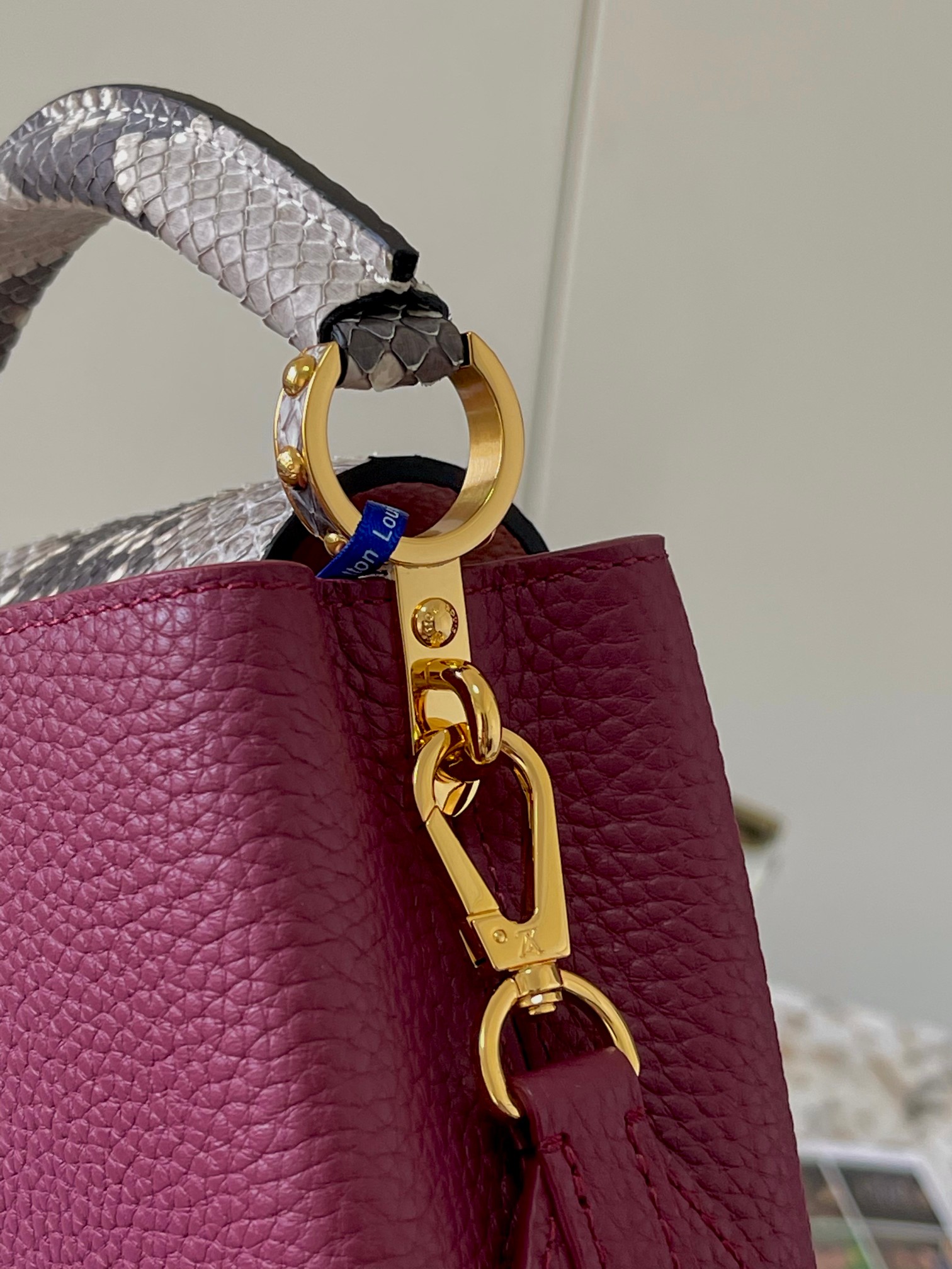 [TOP] Louis Vuitton LV Capucines Bag 2 Sizes - Purple with Paris Pink Python Gold Buckle