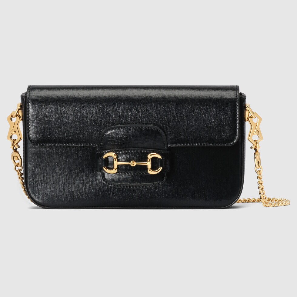 [TOP] GUCCI G*G Horsebit 1955 Handbag 12.5cm (L) x 21.5cm (W) x 3cm (D) - Black