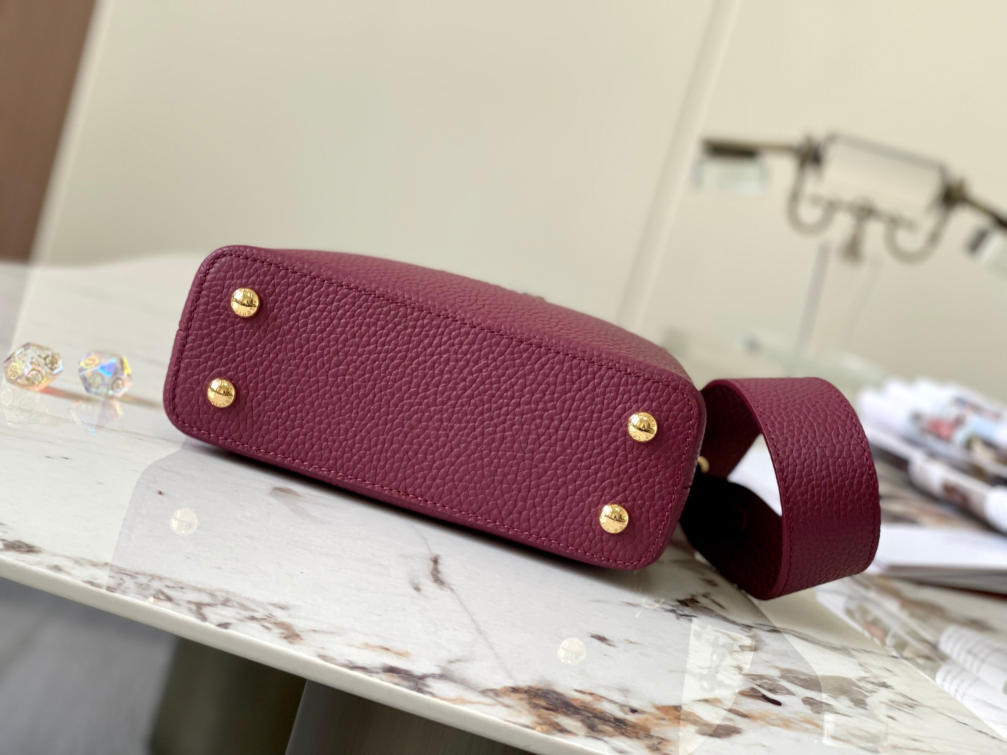 [TOP] Louis Vuitton LV Capucines Bag 2 Sizes - Purple with Paris Pink Python Gold Buckle