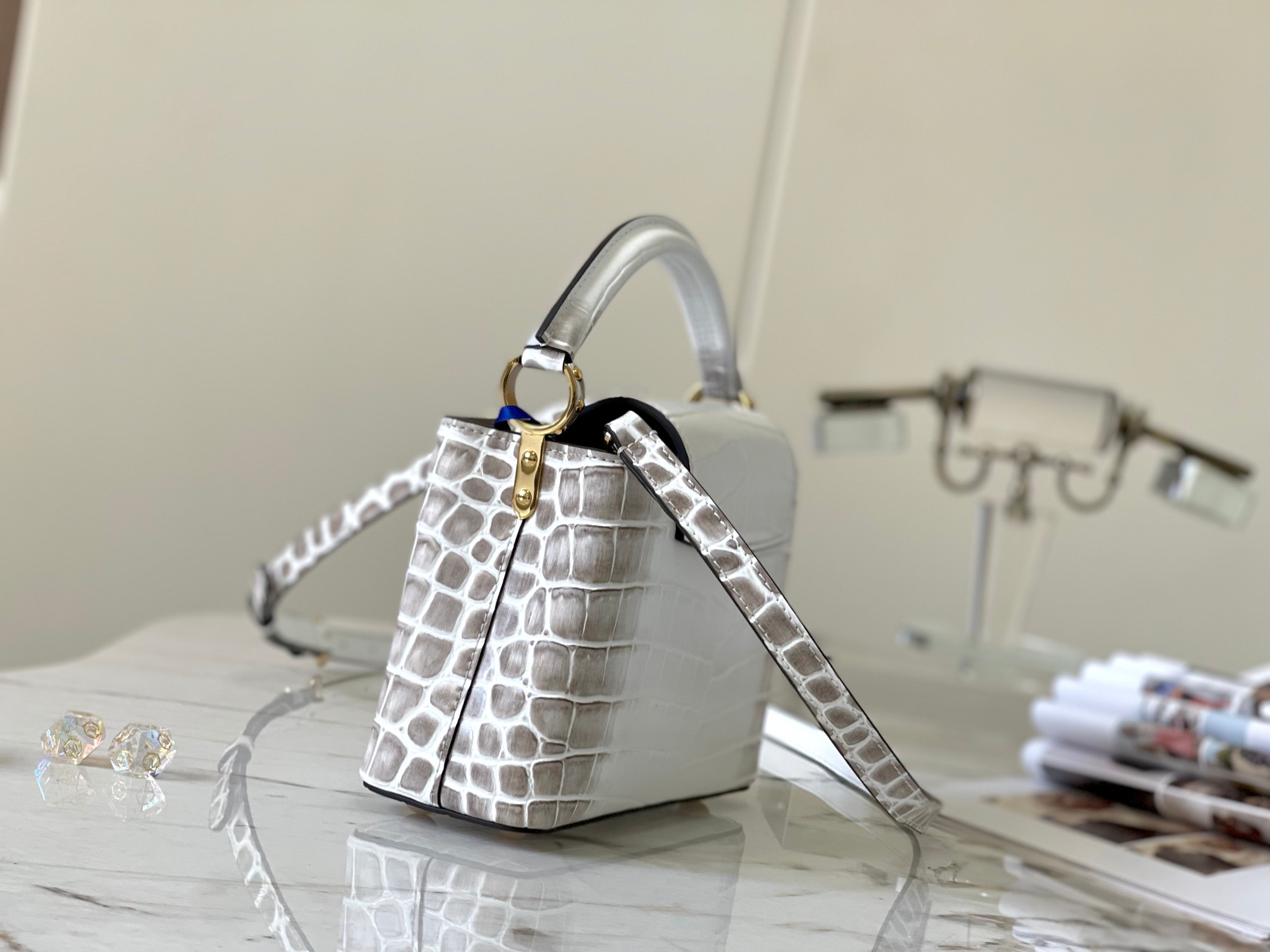 [TOP] Louis Vuitton LV Capucines Bag - Matte White with Himalayan Gold Buckle