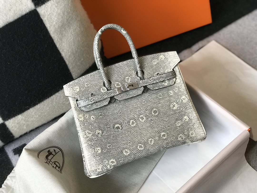[TOP] HERMES Birkin Leather 25/30 cm - Leather embossed lizard pattern