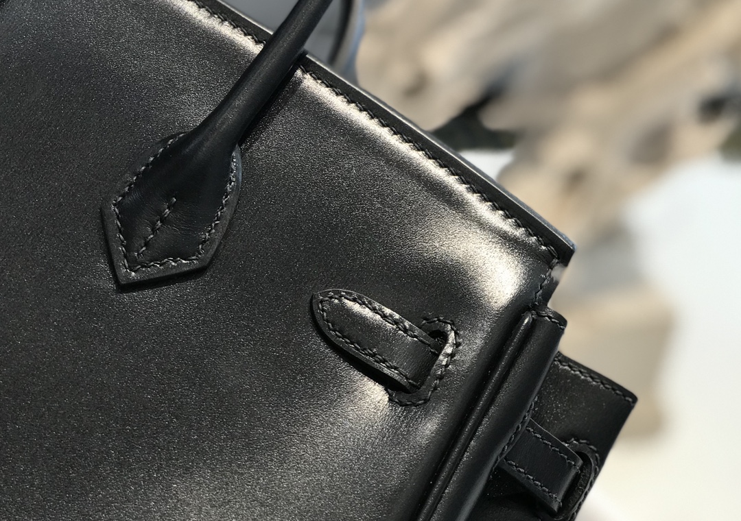 [TOP] HERMES BOX Leather Birkin Leather 25/30 cm - Black