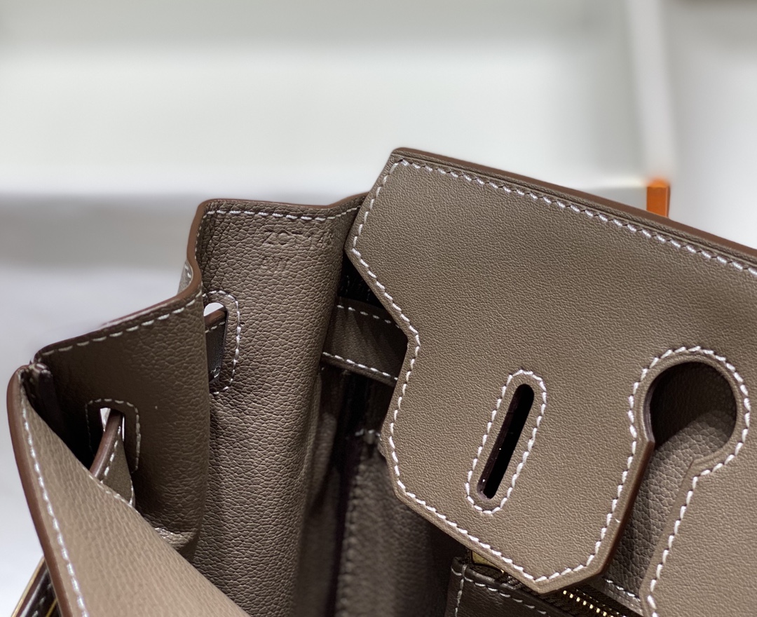 [TOP] HERMES Canvas with Swift Leather Birkin Leather 25/30 cm - Grey & GHW