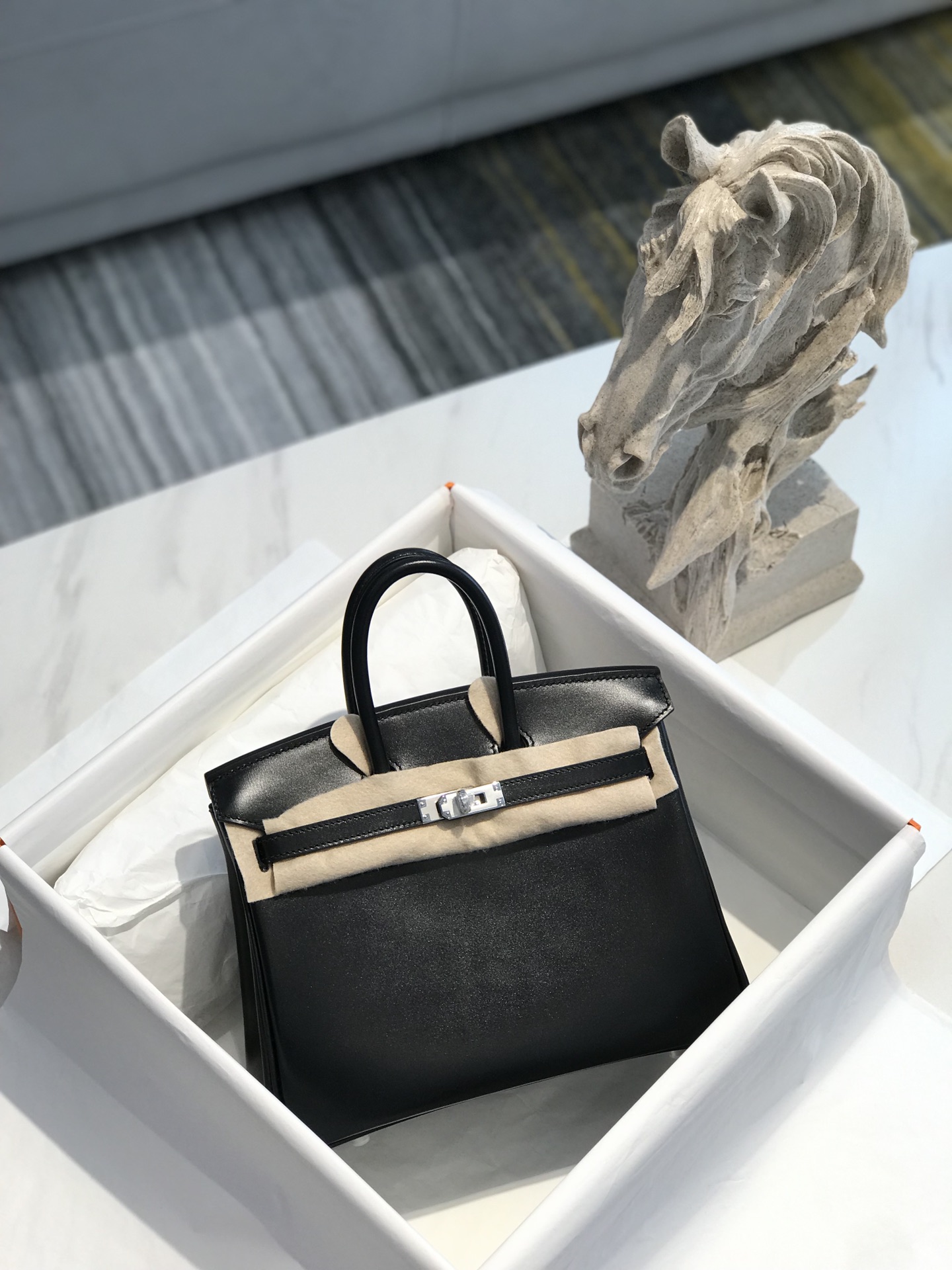 [TOP] HERMES BOX Leather Birkin Leather 25/30 cm - Black