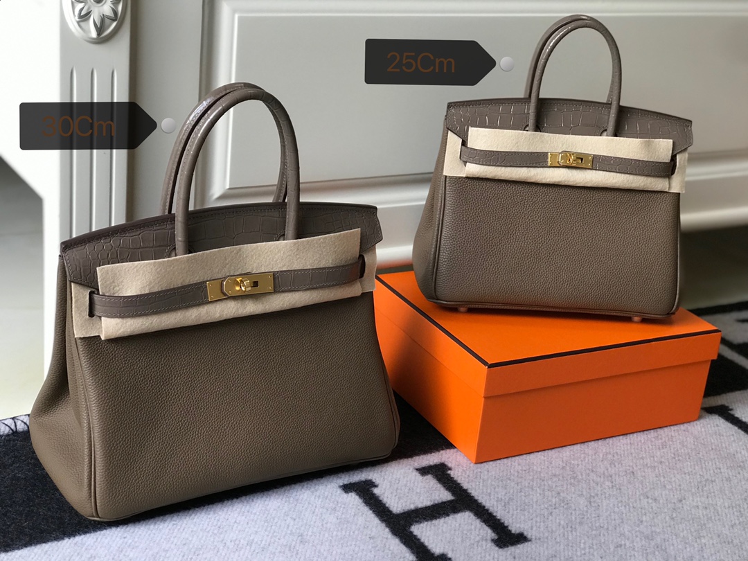 [TOP] HERMES Touch Birkin Leather 25/30 cm - Grey & GHW