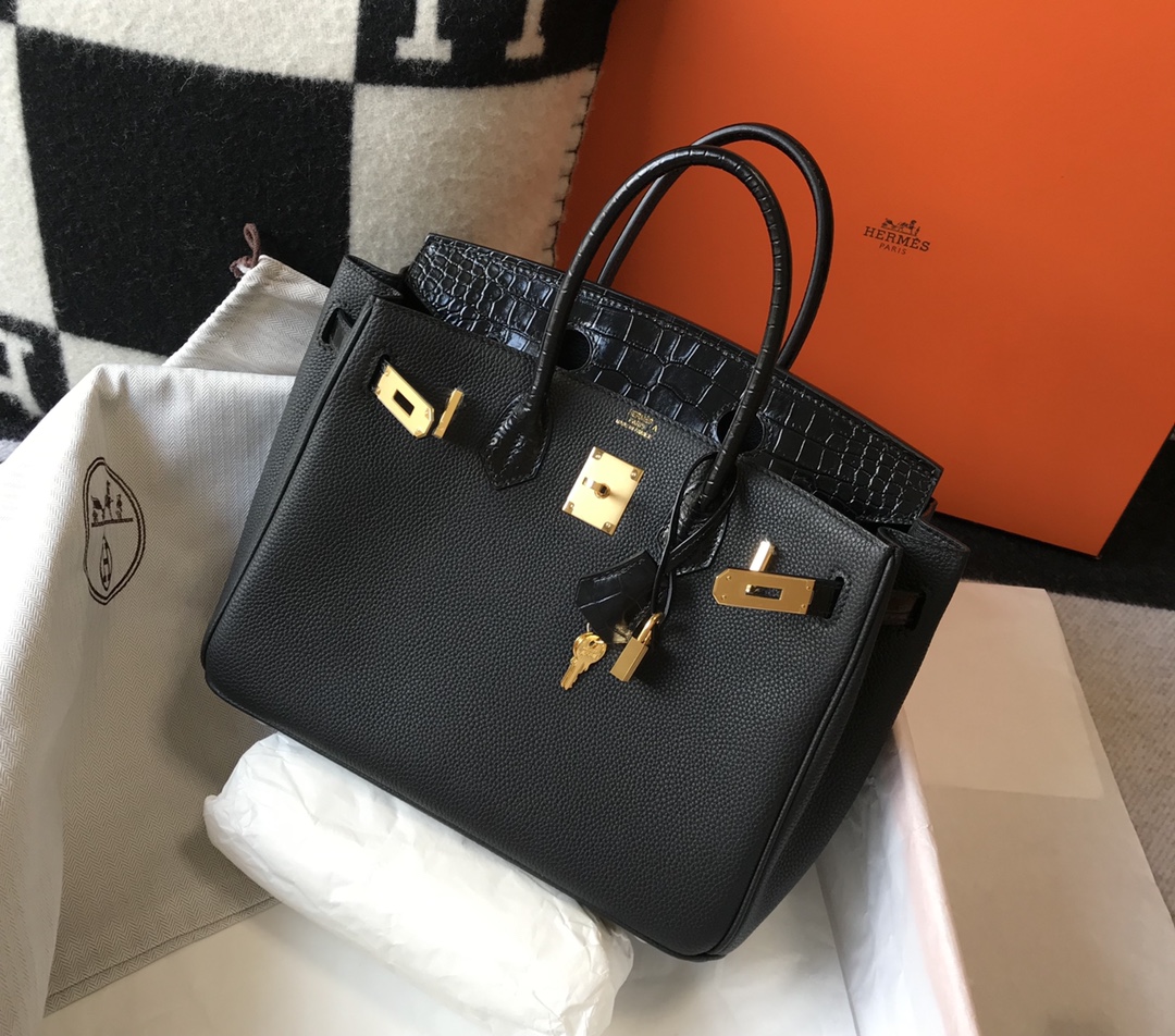 [TOP] HERMES Touch Birkin Leather 25/30 cm - Black & GHW/SHW
