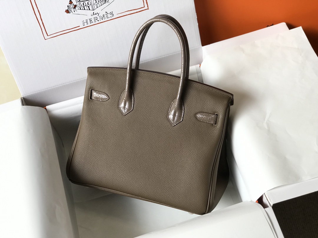 [TOP] HERMES Touch Birkin Leather 25/30 cm - Grey & GHW