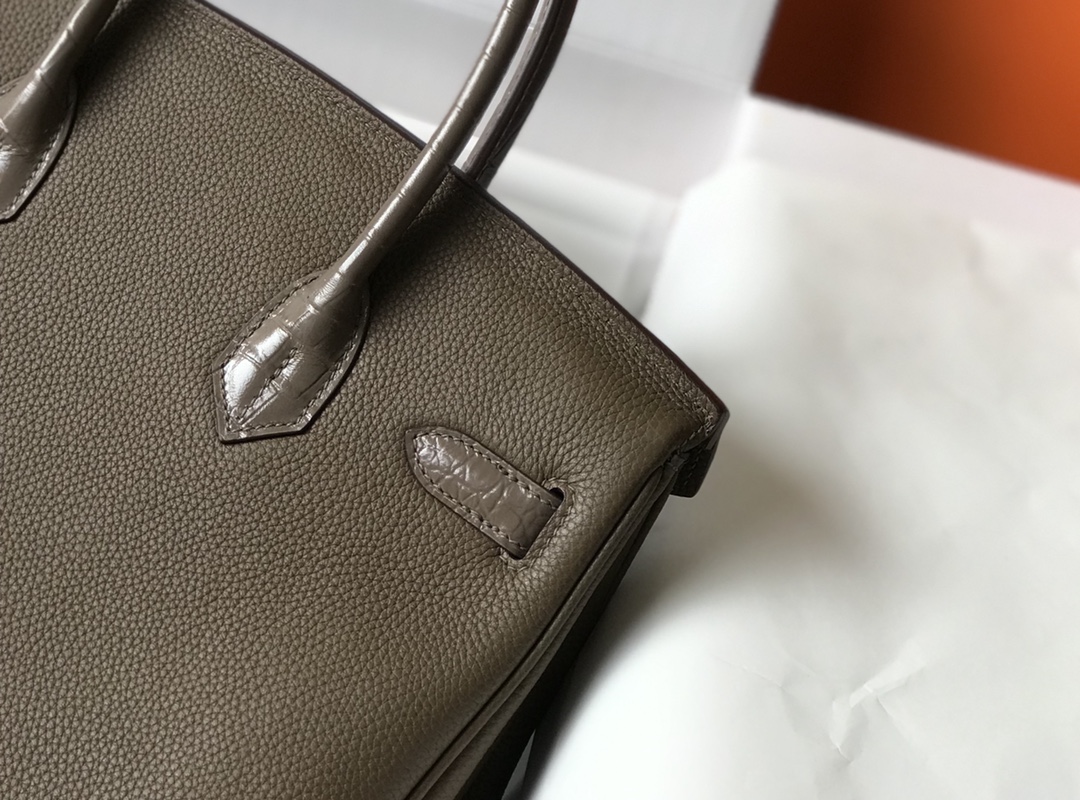 [TOP] HERMES Touch Birkin Leather 25/30 cm - Grey & GHW
