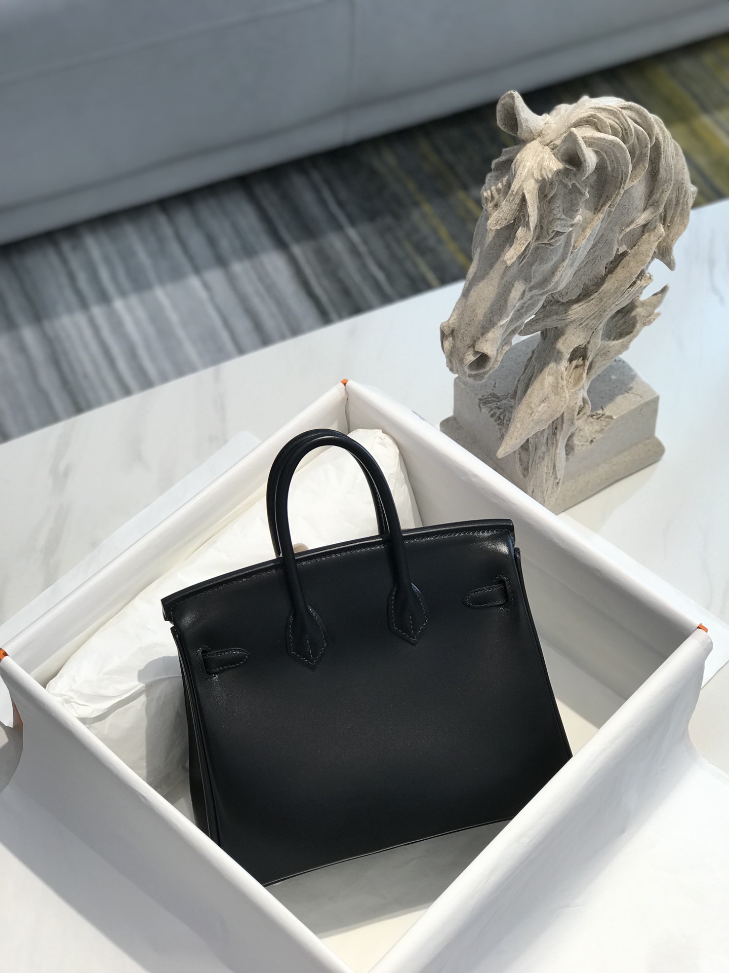 [TOP] HERMES BOX Leather Birkin Leather 25/30 cm - Black