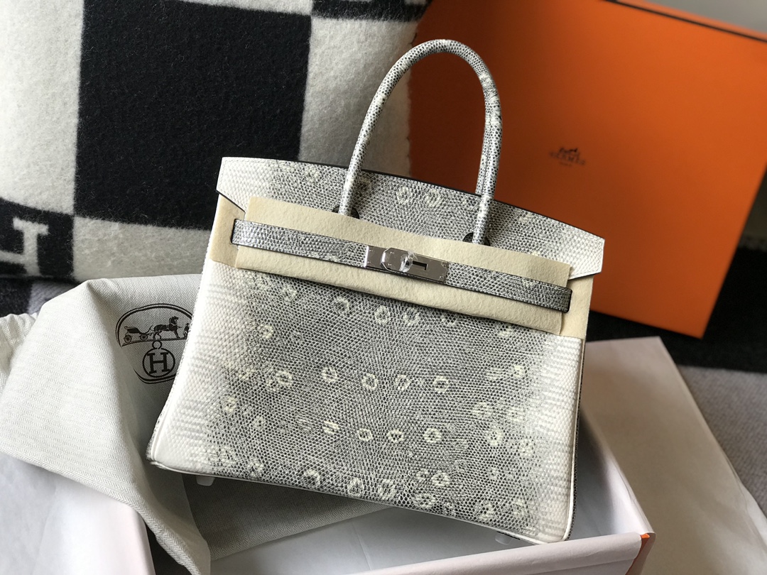 [TOP] HERMES Birkin Leather 25/30 cm - Leather embossed lizard pattern