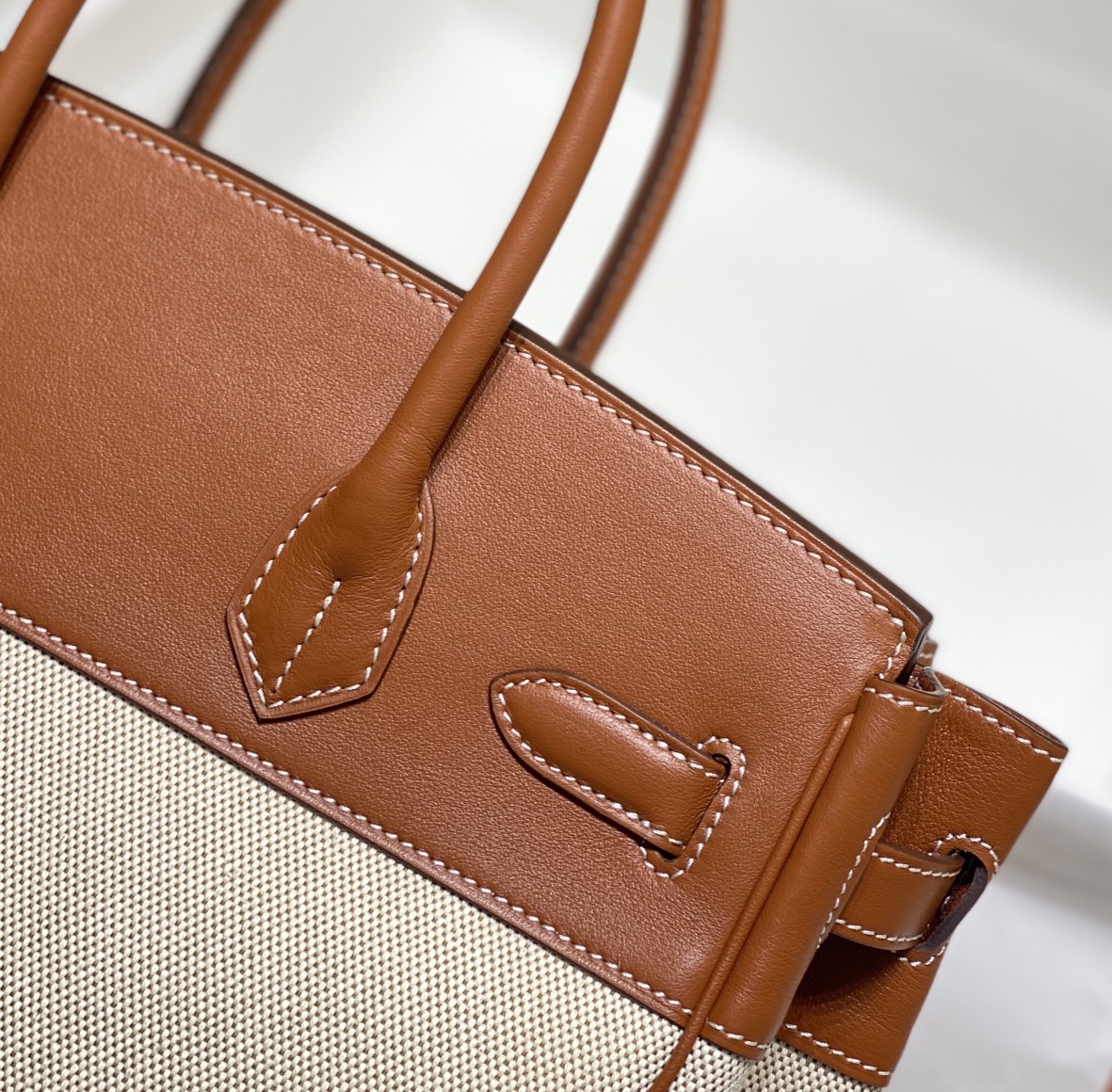 [TOP] HERMES Canvas with Swift Leather Birkin Leather 25/30 cm - Brown & GHW