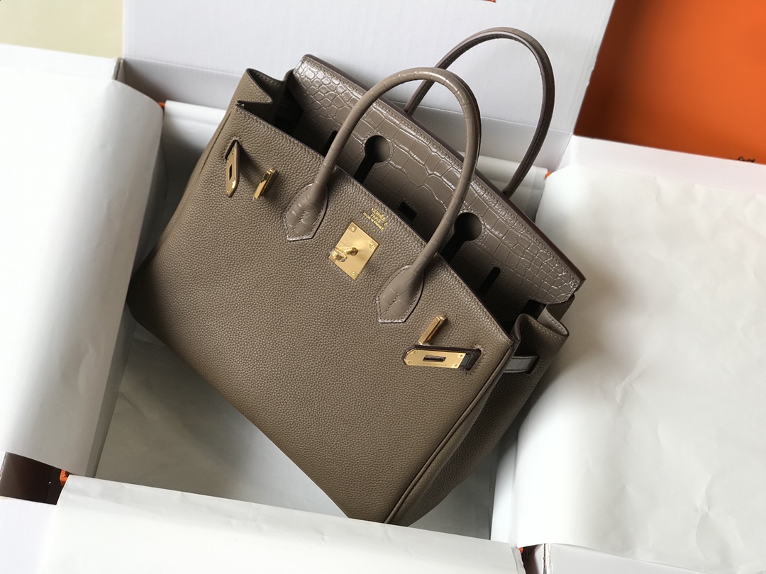 [TOP] HERMES Touch Birkin Leather 25/30 cm - Grey & GHW