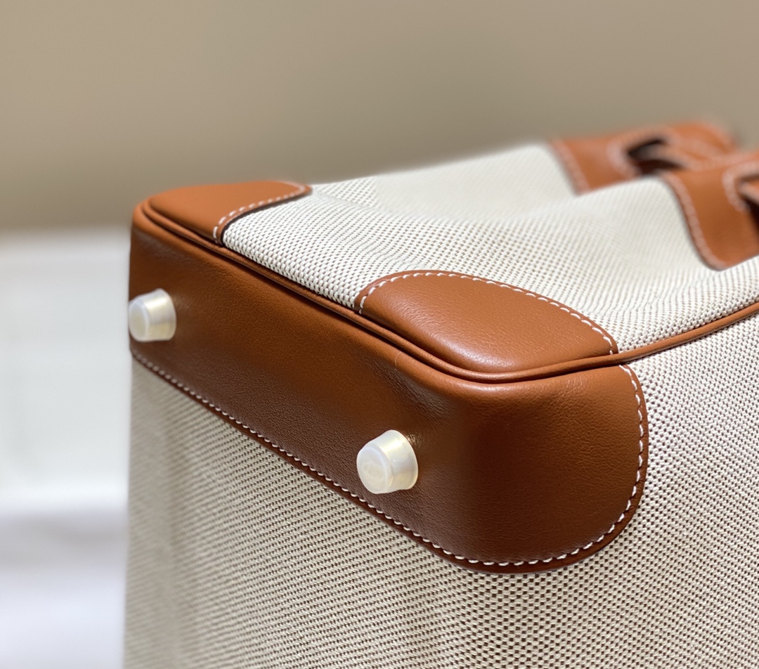 [TOP] HERMES Canvas with Swift Leather Birkin Leather 25/30 cm - Brown & GHW