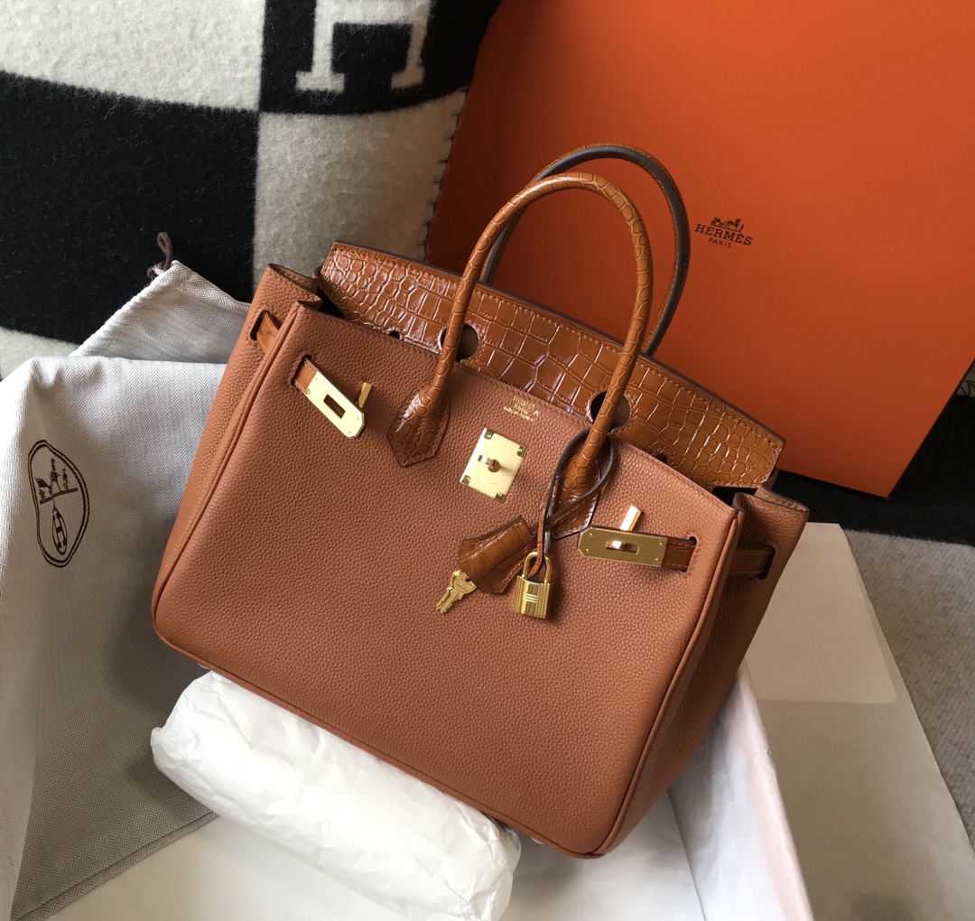 [TOP] HERMES Touch Birkin Leather 25/30 cm - Brown & GHW