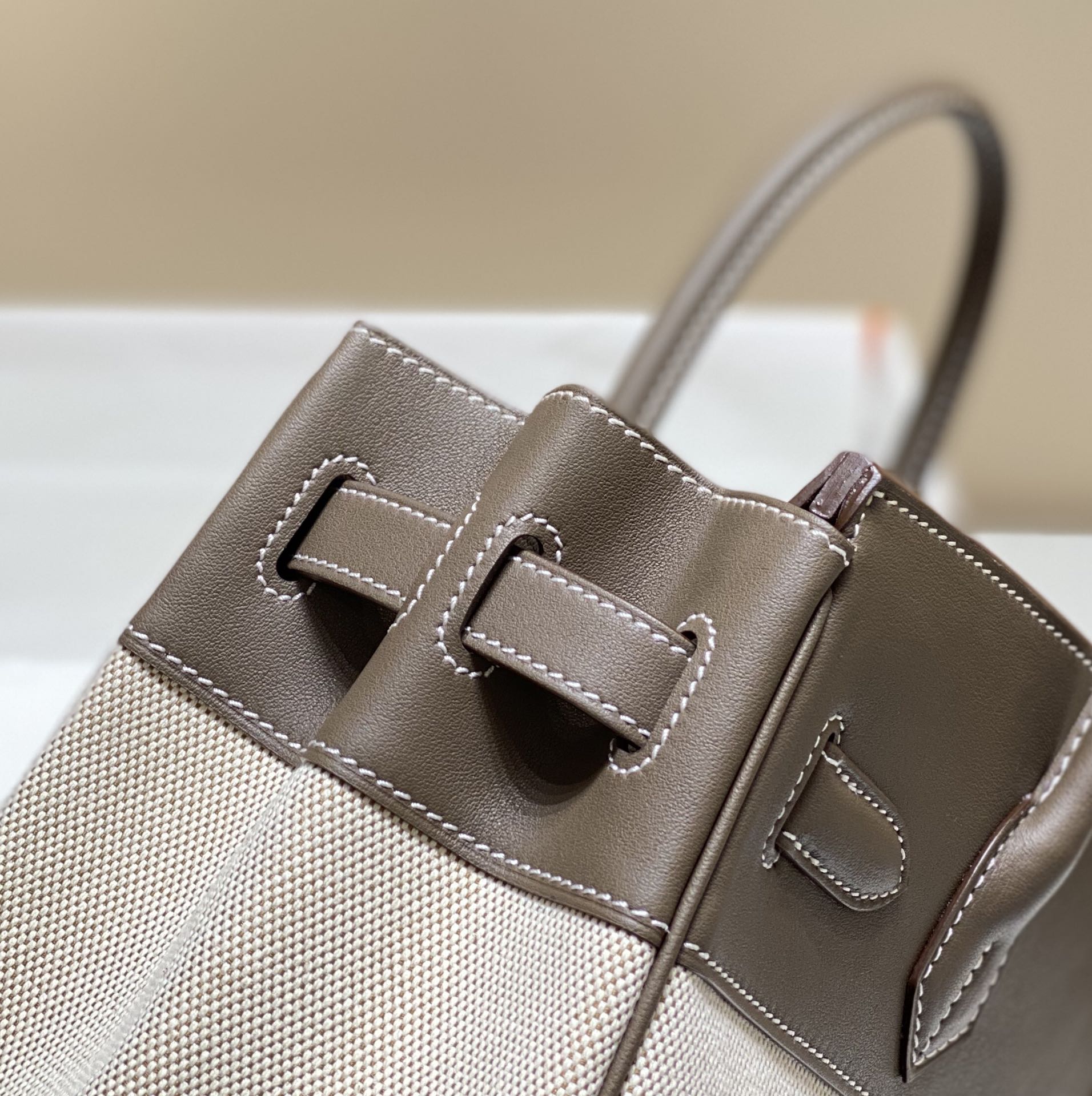 [TOP] HERMES Canvas with Swift Leather Birkin Leather 25/30 cm - Grey & GHW