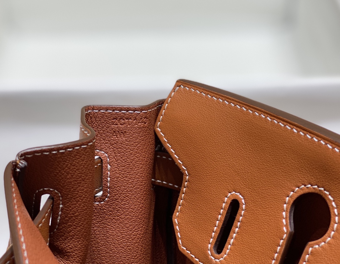 [TOP] HERMES Canvas with Swift Leather Birkin Leather 25/30 cm - Brown & GHW