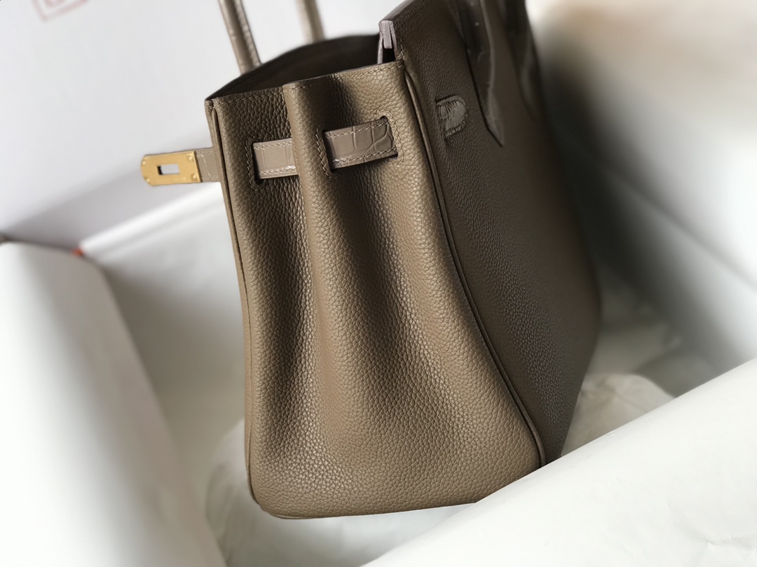 [TOP] HERMES Touch Birkin Leather 25/30 cm - Grey & GHW