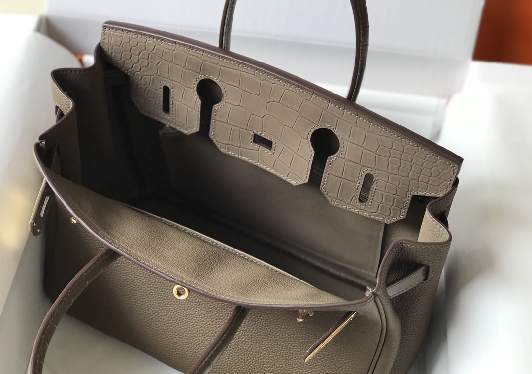 [TOP] HERMES Touch Birkin Leather 25/30 cm - Grey & GHW