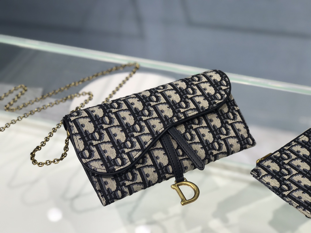 [TOP] Christian Dior Saddle Bag Oblique Printed Fabric 19x9.5cm - Blue -  Christian Dior