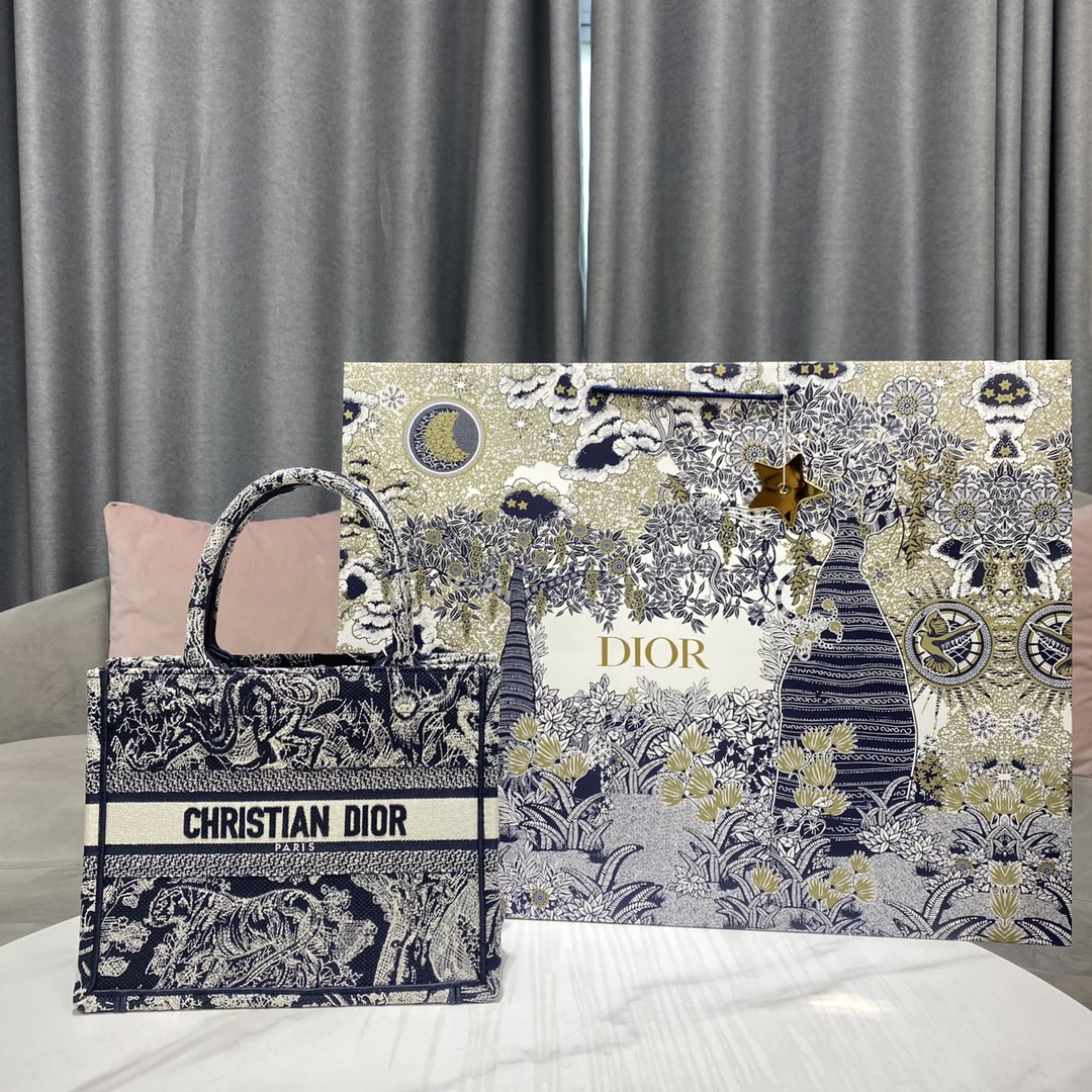 [TOP] Christian Dior Small Book Tote Bag Embroidered 26.5 x 21 x 14cm - 11Color