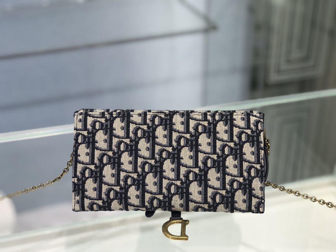 [TOP] Christian Dior Saddle Bag Oblique Printed Fabric 19x9.5cm - Blue -  Christian Dior