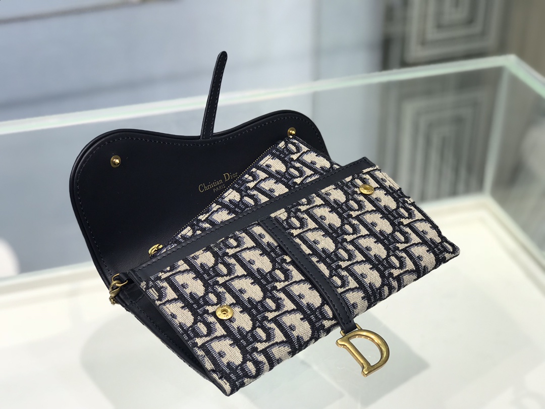 [TOP] Christian Dior Saddle Bag Oblique Printed Fabric 19x9.5cm - Blue -  Christian Dior