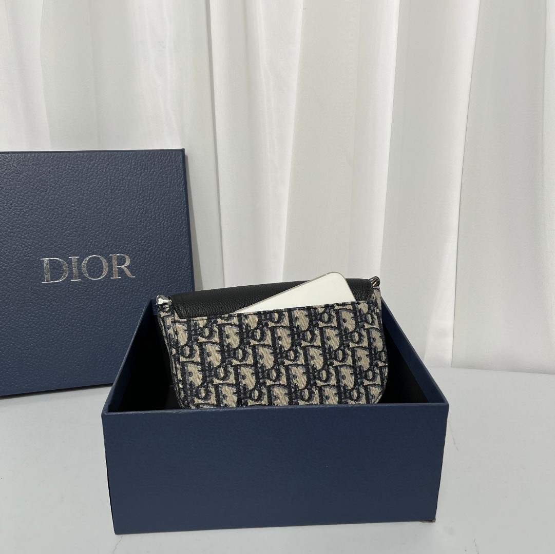 [Top] Christian Dior Christian  Oblique Dior Bobby Bag 19.5 x 13 x 4.3CM - Black