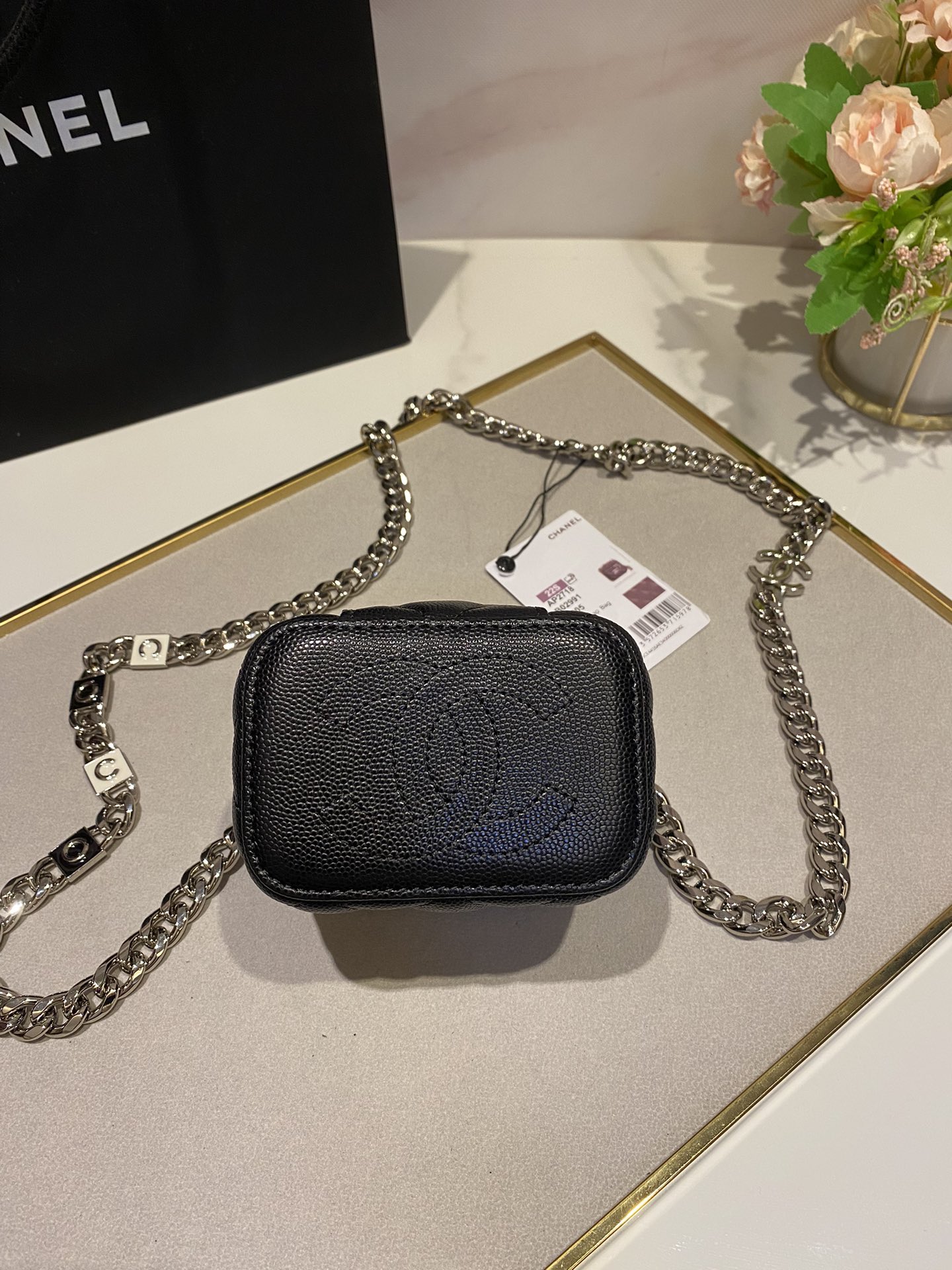[TOP] CHANEL Enamel Buckle Chain Box 12*9*7cm  - SHW