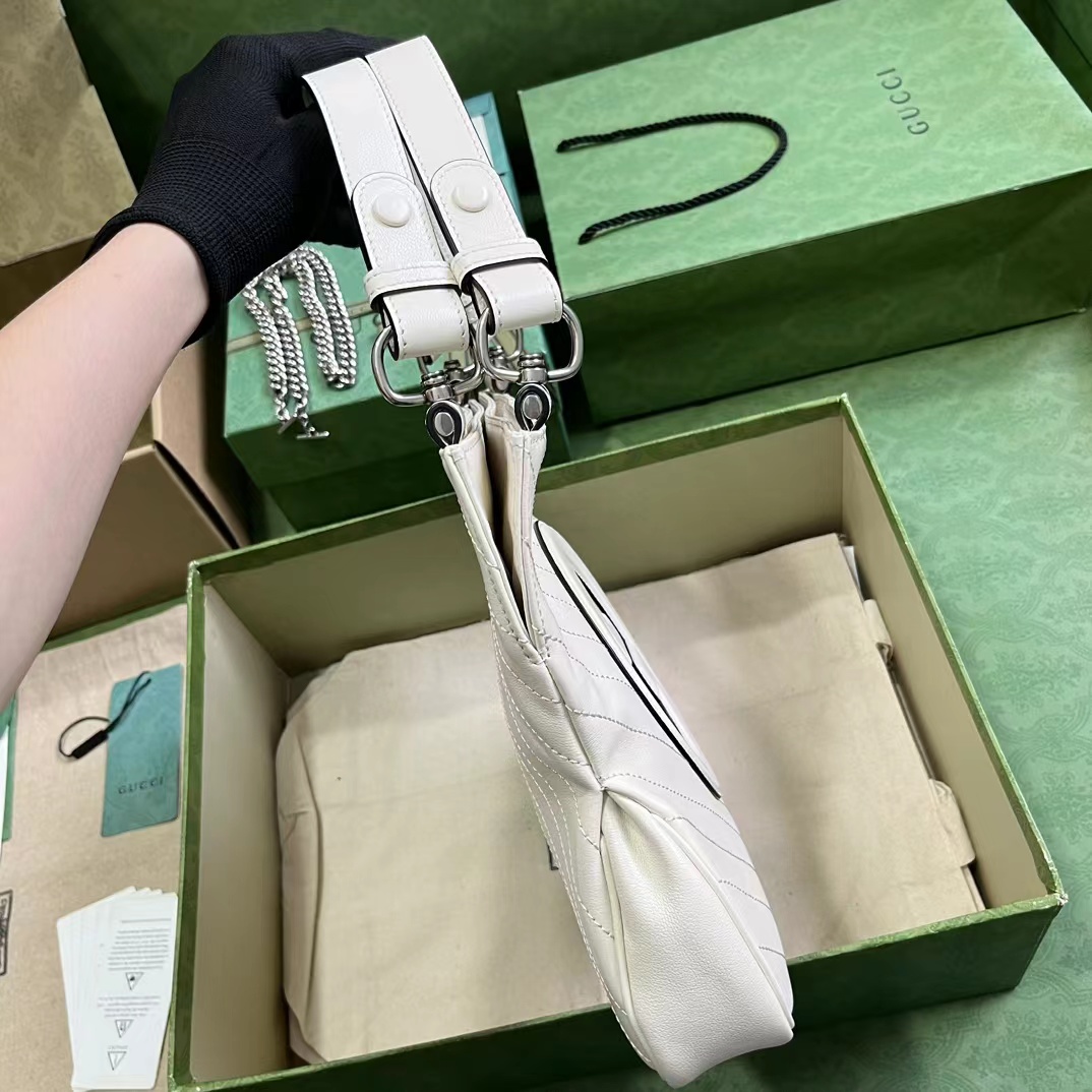 [TOP] GUCCI G*G Blondie Small Tote Bag 24×30×6cm - White