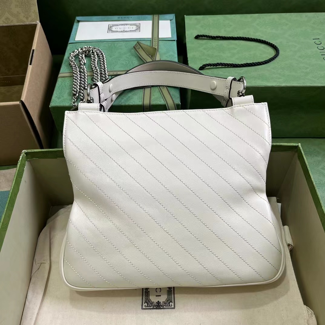 [TOP] GUCCI G*G Blondie Small Tote Bag 24×30×6cm - White
