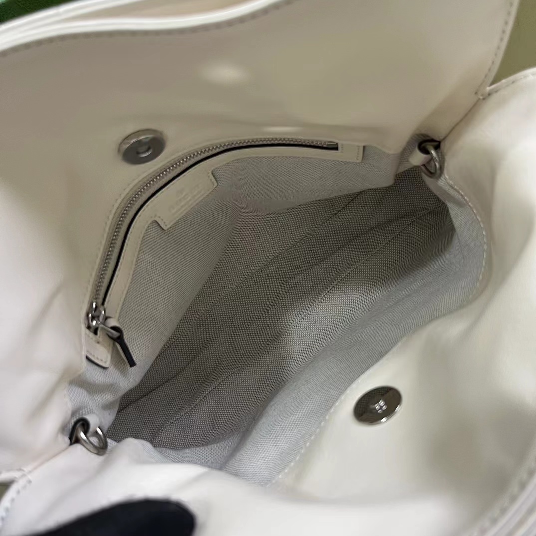 [TOP] GUCCI G*G Blondie Small Tote Bag 24×30×6cm - White