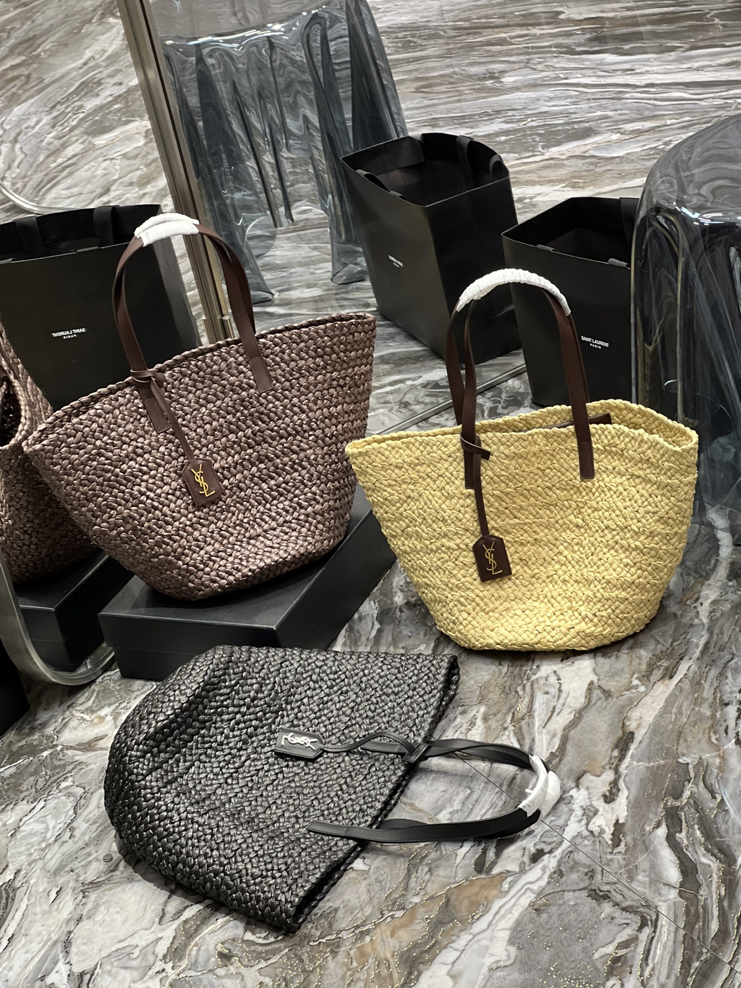 [TOP] Yves Saint Laurent YSL Straw Woven Bag - 3 Colors