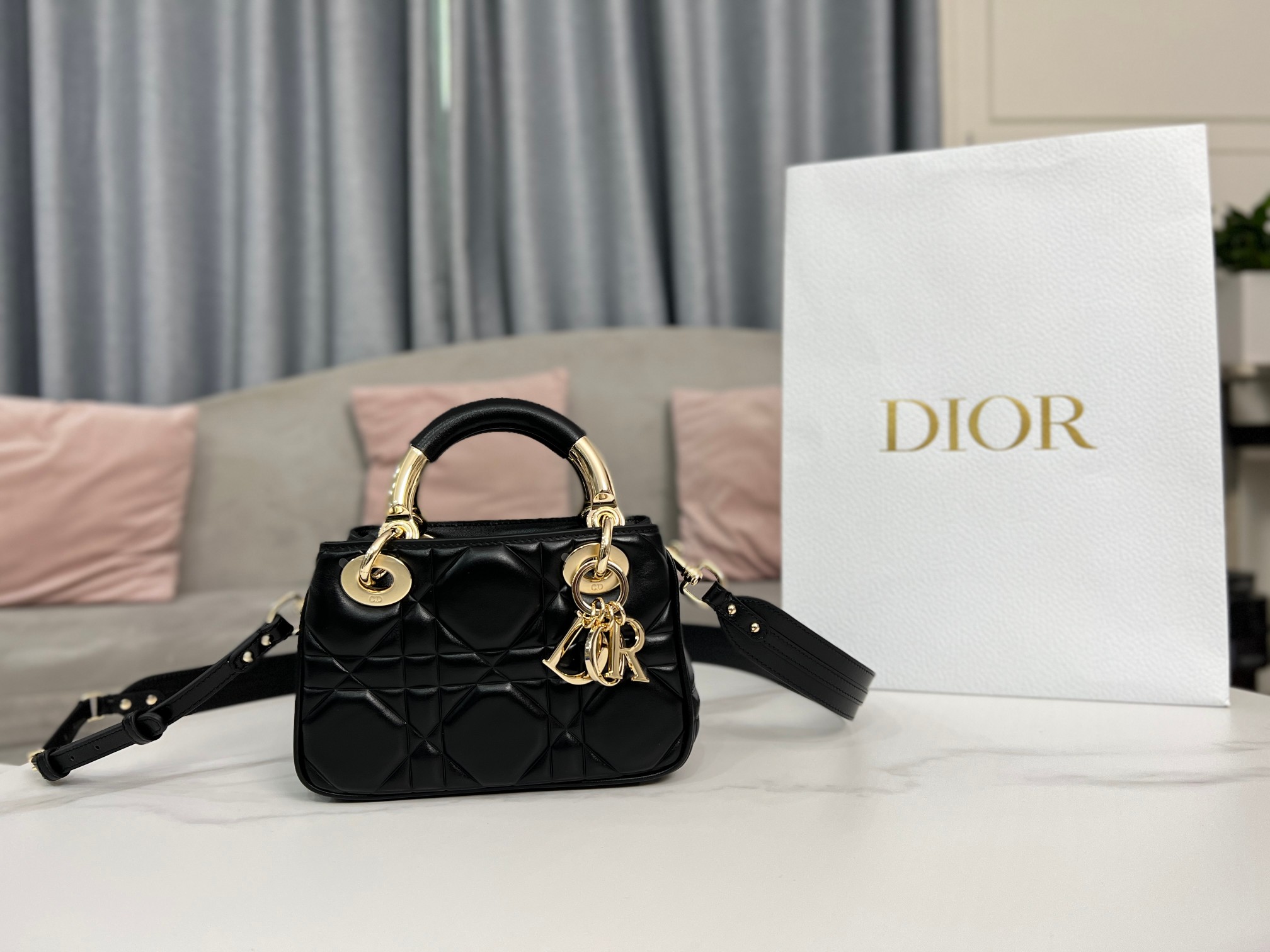 [TOP] Christian Dior Lady Christian Dior HandBag Small 19*13*8cm - Black