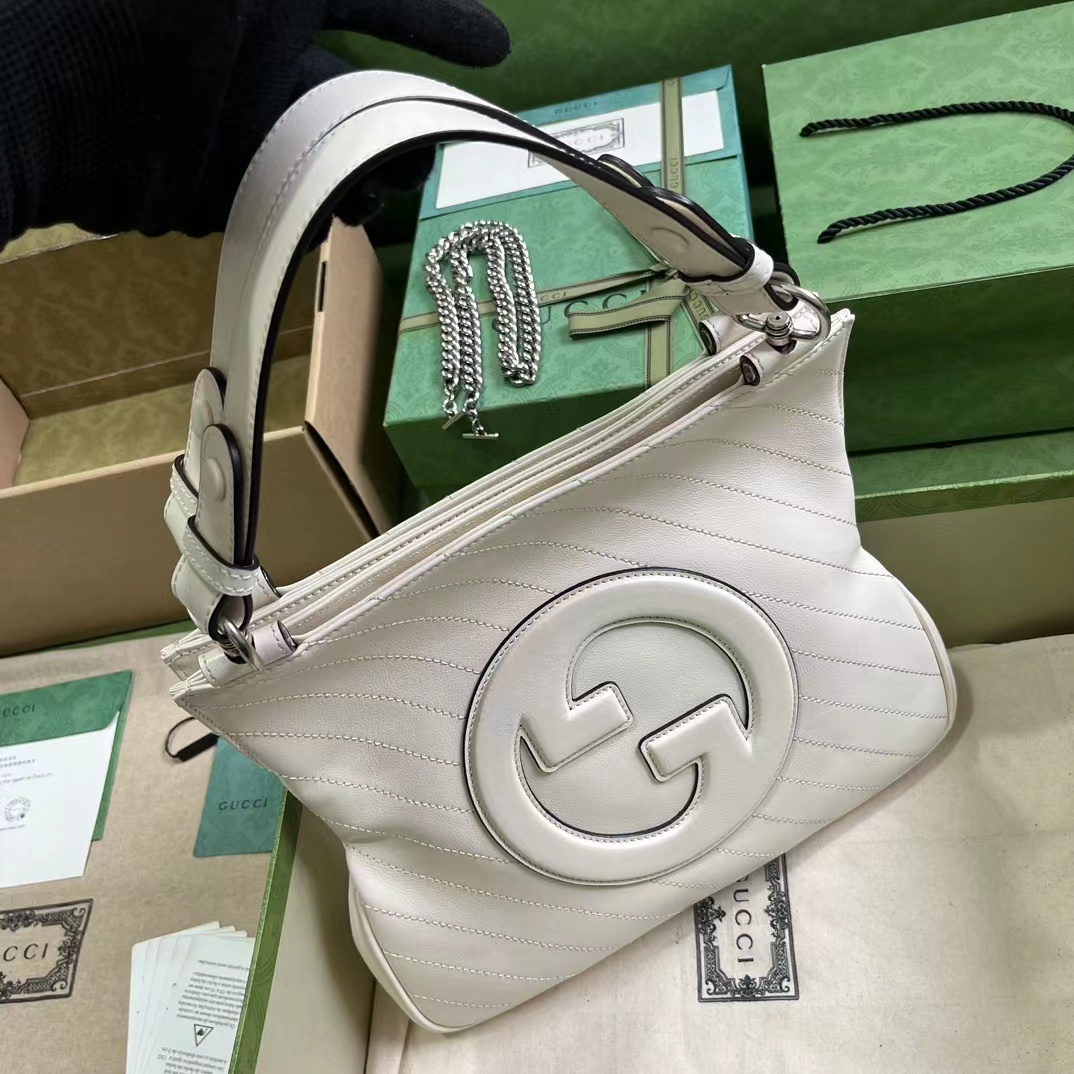 [TOP] GUCCI G*G Blondie Small Tote Bag 24×30×6cm - White