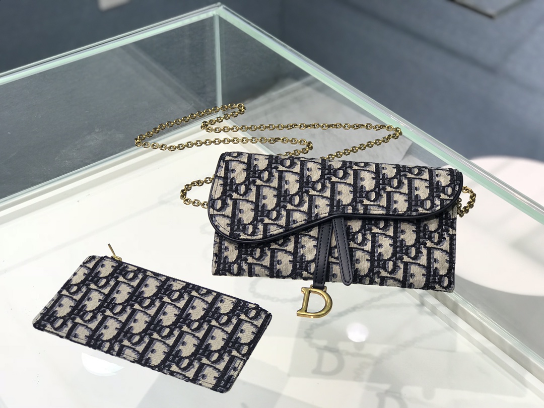 [TOP] Christian Dior Saddle Bag Oblique Printed Fabric 19x9.5cm - Blue -  Christian Dior