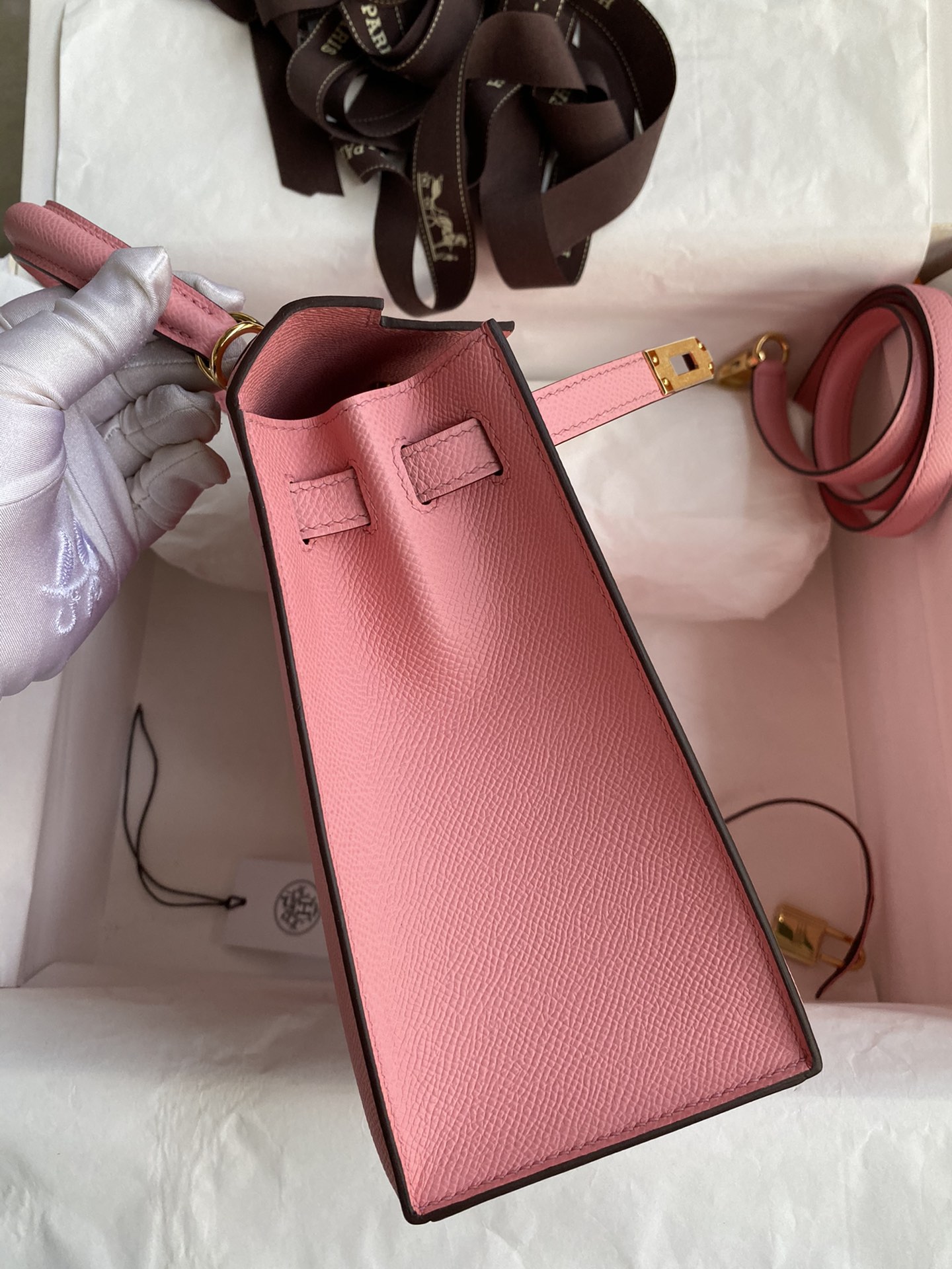 [TOP] HERMES Kelly Epsom Leather 25cm/28cm - Pink & GHW/SHW