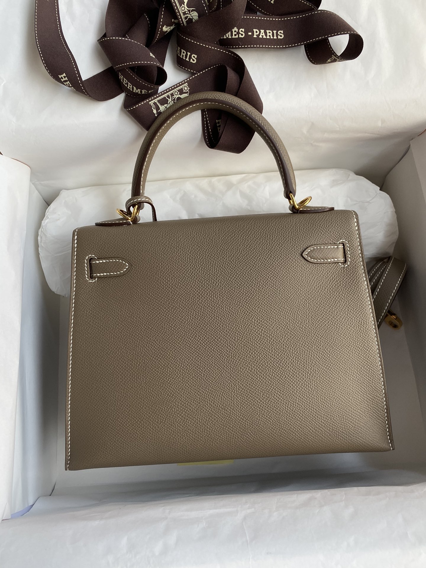 [TOP] HERMES Kelly Epsom Leather 25cm/28cm/32cm -  Gray & GHW/SHW