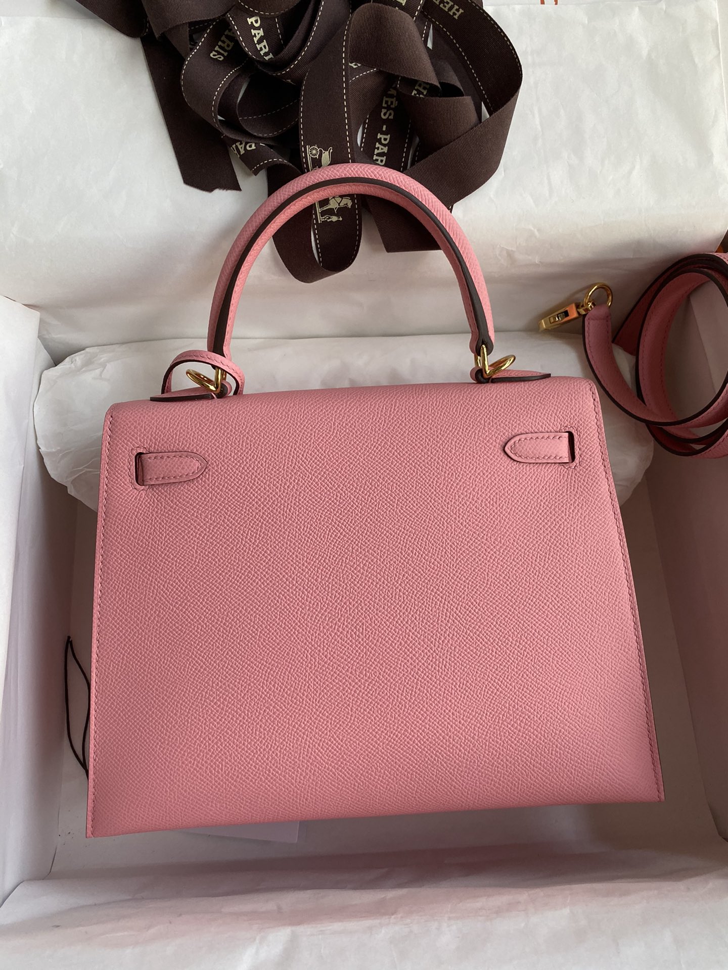 [TOP] HERMES Kelly Epsom Leather 25cm/28cm - Pink & GHW/SHW
