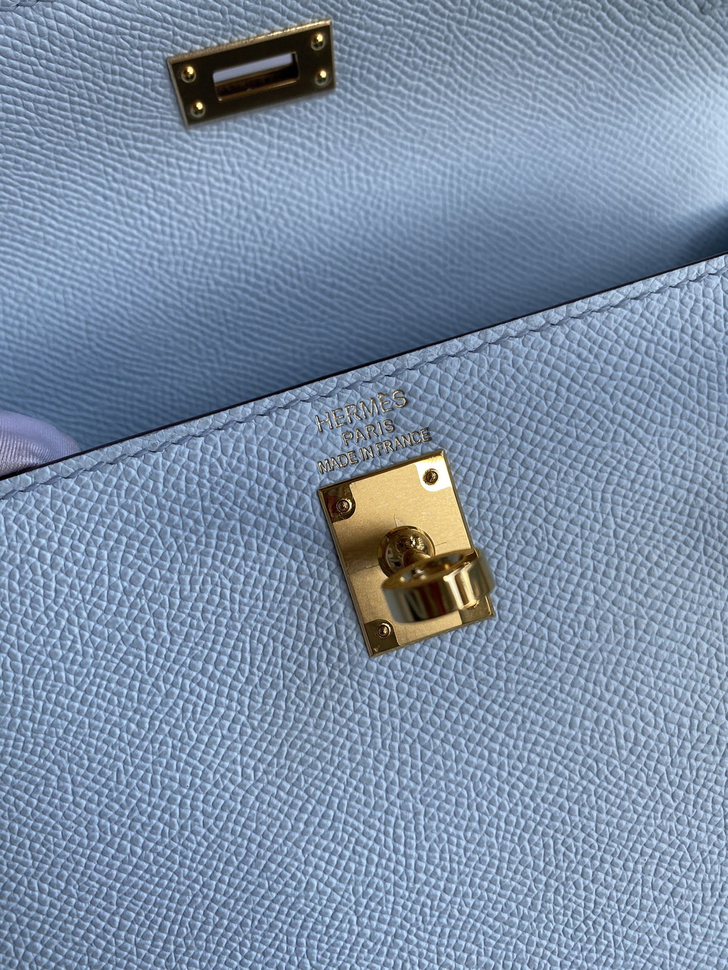 [TOP] HERMES Kelly Epsom Leather 25cm/28cm - Baby Blue & GHW/SHW