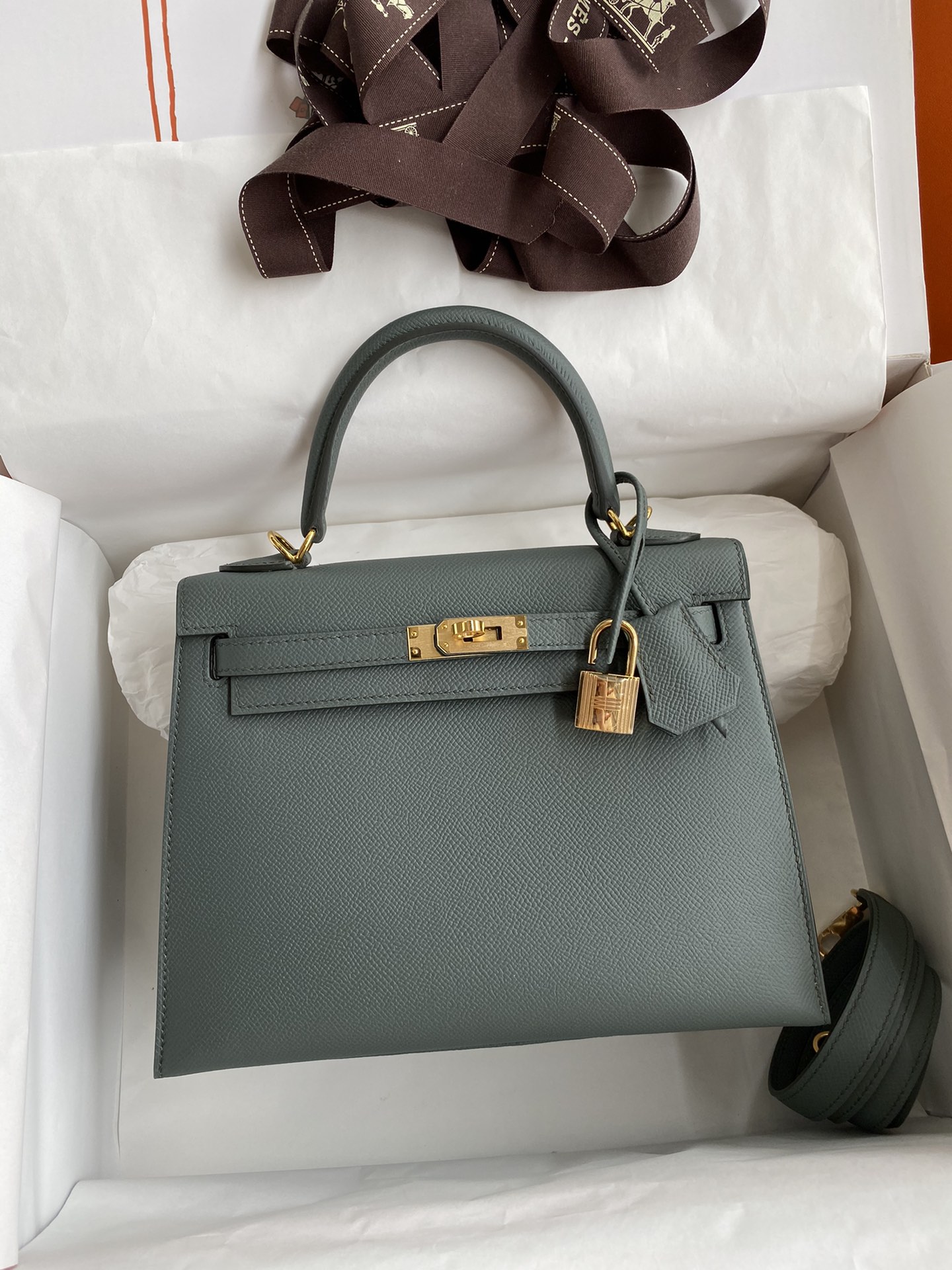 [TOP] HERMES Kelly Epsom Leather 25cm/28cm/32cm -  Green & GHW/SHW