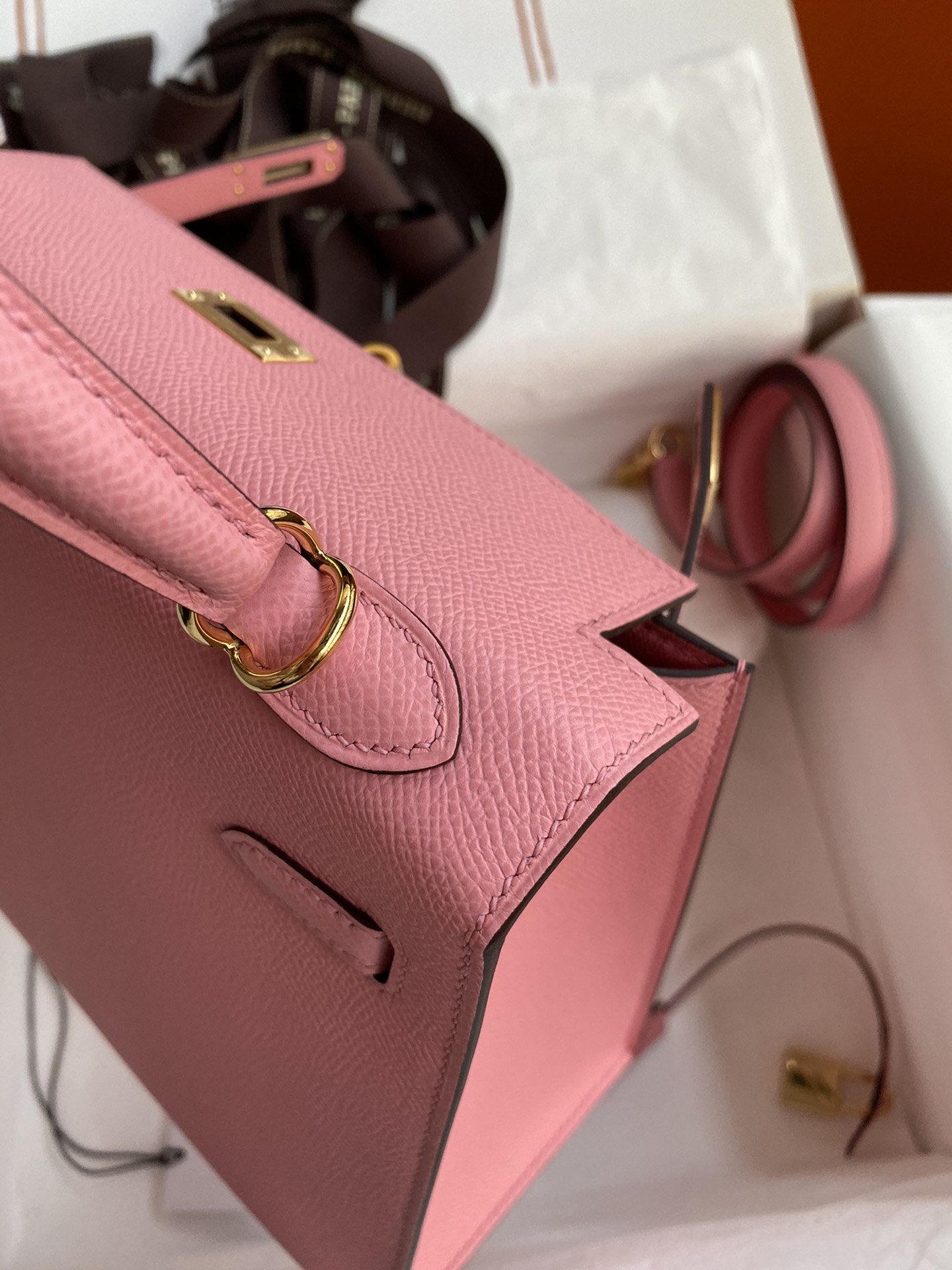 [TOP] HERMES Kelly Epsom Leather 25cm/28cm - Pink & GHW/SHW
