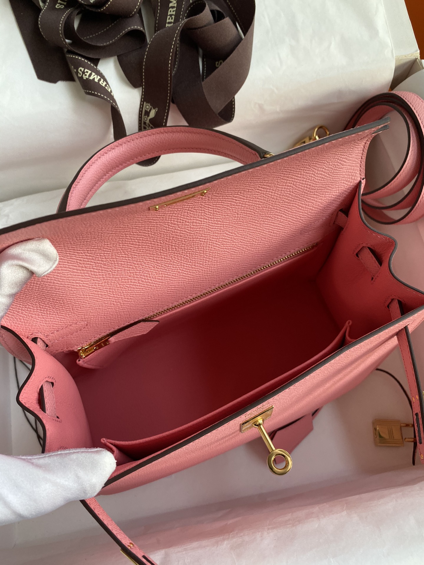 [TOP] HERMES Kelly Epsom Leather 25cm/28cm - Pink & GHW/SHW