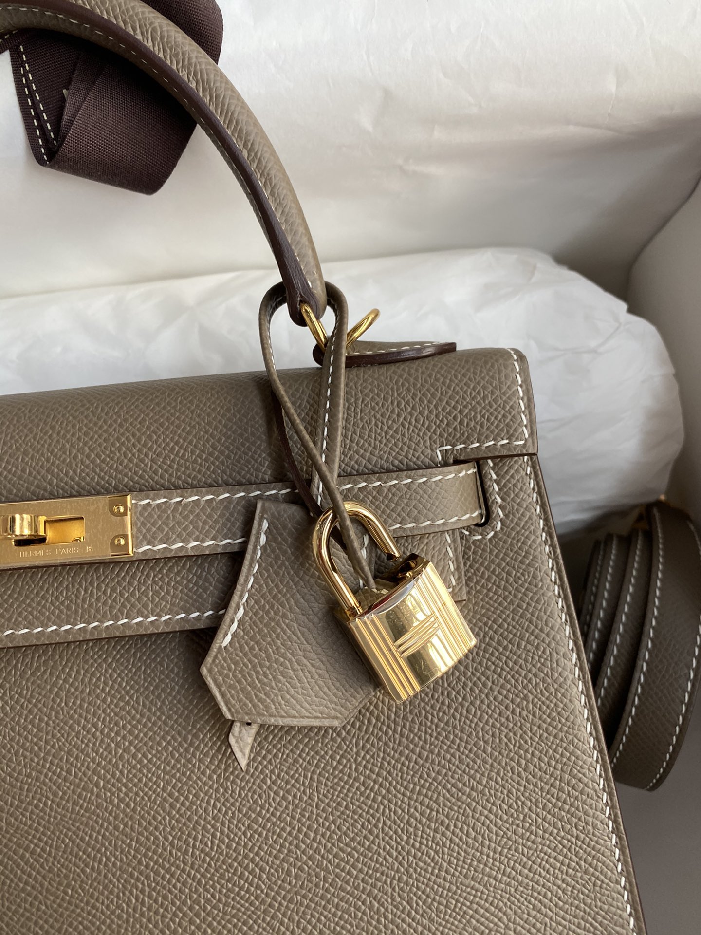 [TOP] HERMES Kelly Epsom Leather 25cm/28cm/32cm -  Gray & GHW/SHW