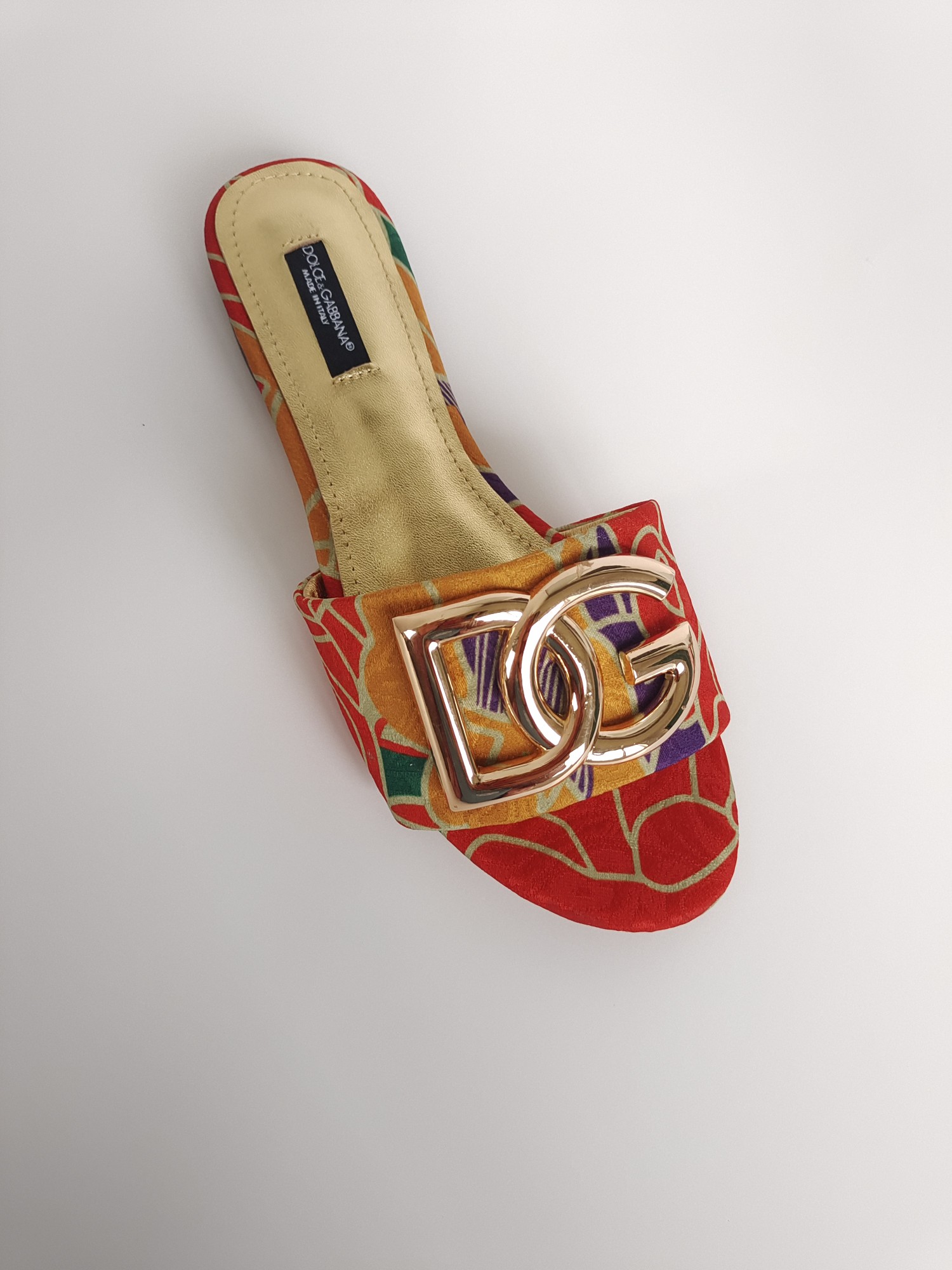 [TOP] Dolce & Gabbana D&G Slides Leather - Red and Yellow Flowers