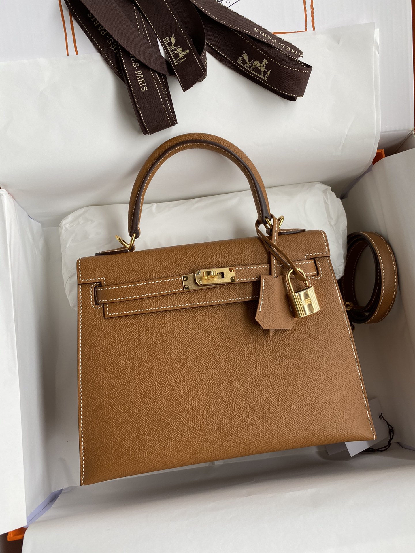 [TOP] HERMES Kelly Epsom Leather 25cm/28cm/32cm -  Brown & GHW/SHW